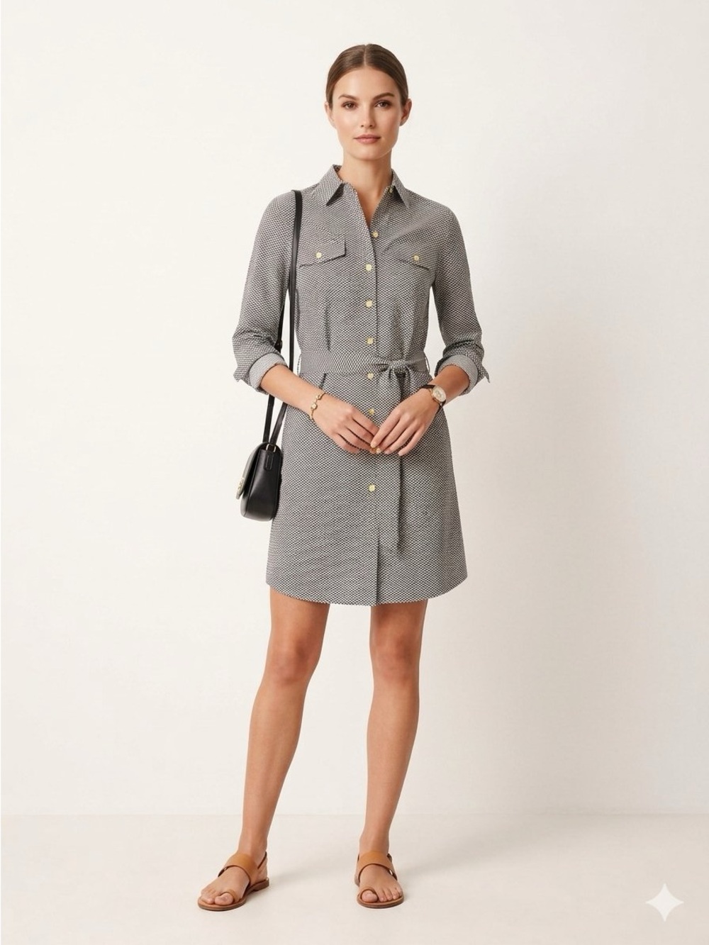 Tory Burch  Bridgette  Zig-Zag Cotton Shirt Dress , sz : 2